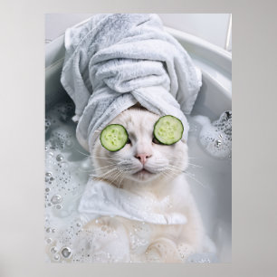 Cat Spa Day Wall Art Gift