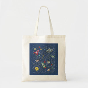 Cat Space Astronaut Rocket Maze Puzzle Mystery Tote Bag