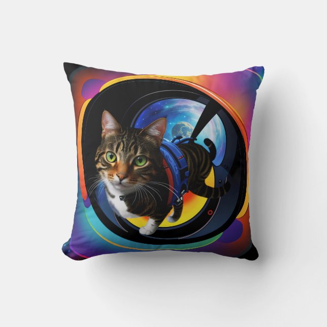 Cat Space Traveller Cushion (Front)