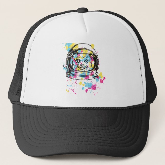 cat space trucker hat (Front)