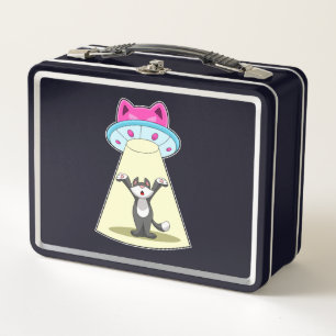 Cat Spaceship Metal Lunch Box