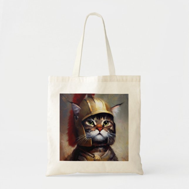 Cat Spartan Soldier Tote Bag (Front)