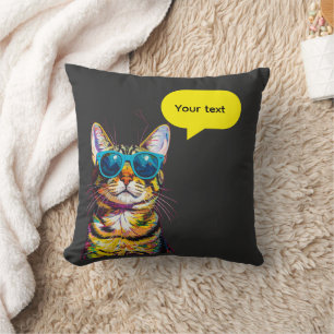 Cat Speech Bubble Funny Design Cushion