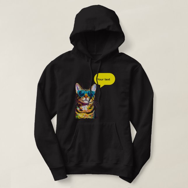 Cat Speech Bubble Funny Design Hoodie (Design Front)