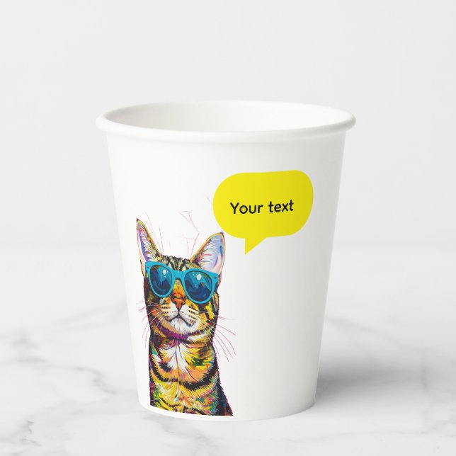 Cat Speech Bubble Funny Design Paper Cups (Front)