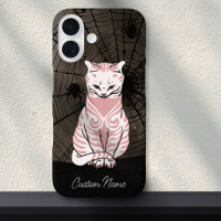 Cat Spider Web Pretty Goth Black Pink Gothic