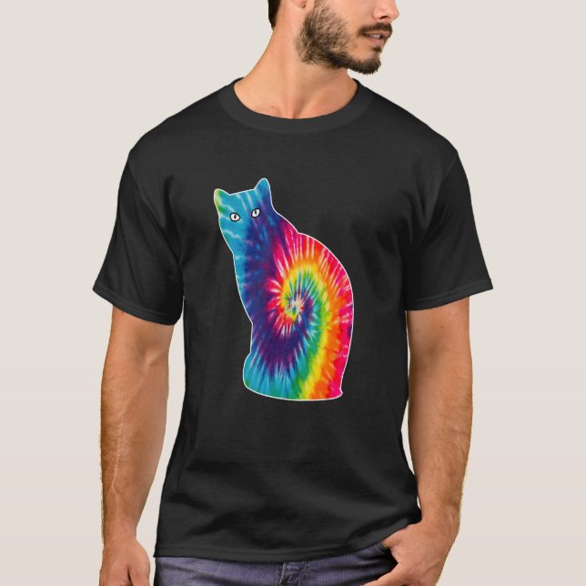 Cat Spiral Tie Dye Psychology T-Shirt (Front)