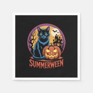 Cat Spooky Summerween Vibes Napkin
