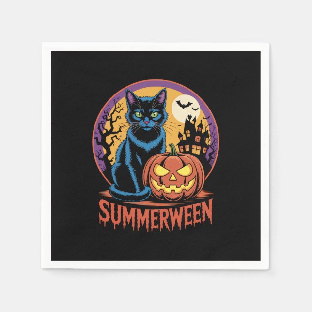 Cat Spooky Summerween Vibes Napkin (Front)