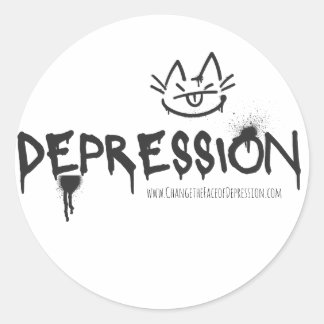 cat_spraypaint_Depression Classic Round Sticker