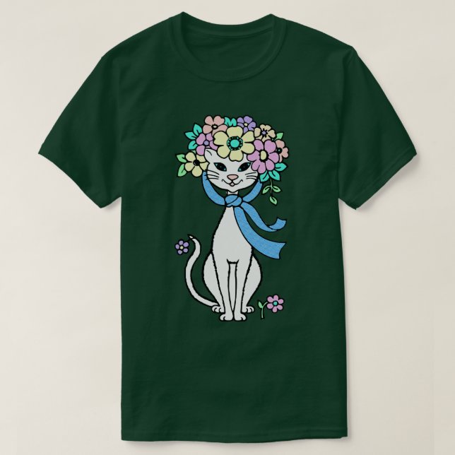 Cat Spring Summer Flowers Springtime Summertime Fl T-Shirt (Design Front)