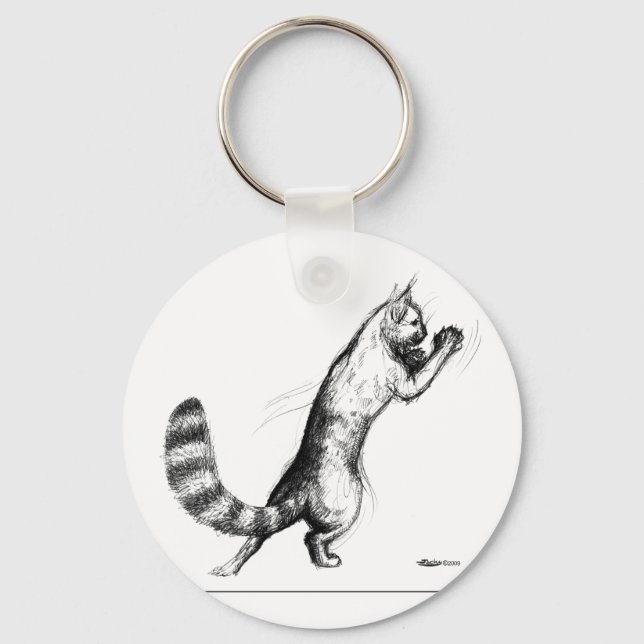 Cat Springing2 Key Ring (Front)