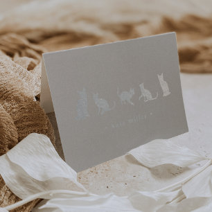 Cat Squad Personalised Silver Foil Stationery Card