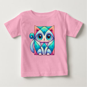 Cat Square Illustration shirt, Cat with Big Eyes Baby T-Shirt