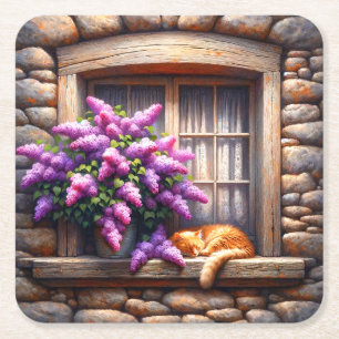 Cat Square Paper Coaster