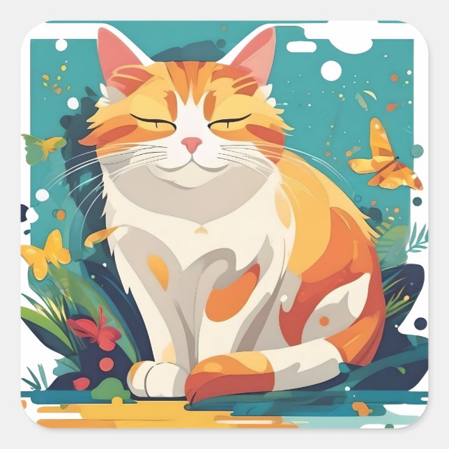 Cat Square Sticker (Front)