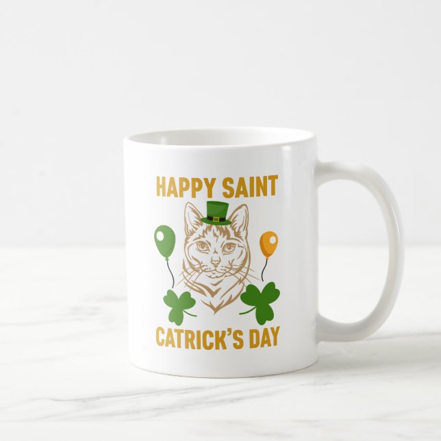Cat St. Patrick's Day for Cat Lover Coffee Mug (Right)