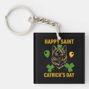 Cat St. Patrick's Day for Cat Lover Key Ring