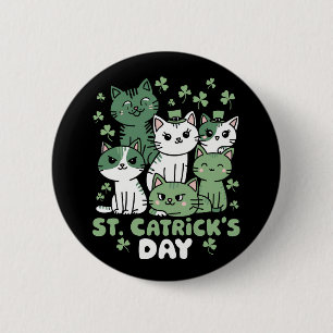 Cat St Patrick's Day Funny Catrick's Day 6 Cm Round Badge
