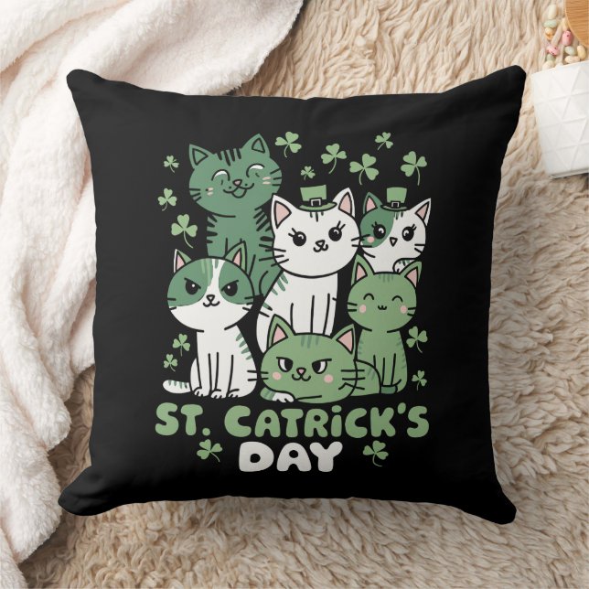 Cat St Patrick's Day Funny Catrick's Day Cushion (Blanket)