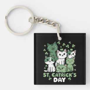 Cat St Patrick's Day Funny Catrick's Day Key Ring
