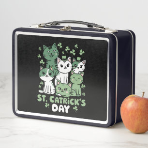 Cat St Patrick's Day Funny Catrick's Day Metal Lunch Box