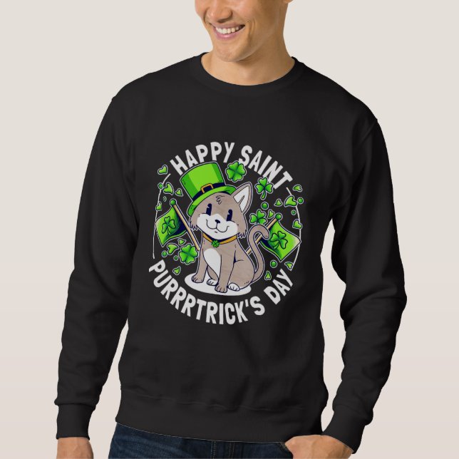 Cat St Patricks Day Kitten I Purrrtrick s Day Sweatshirt (Front)