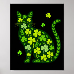 Cat St Patricks Day Lucky Shamrock Saint Pattys Gi Poster