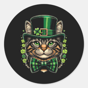 Cat St Patricks Day Men Women Kids Happy St Catric Classic Round Sticker