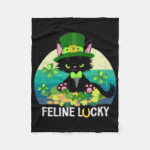 Cat St Patricks Day Shirt Kitten Feline Lucky Love Fleece Blanket