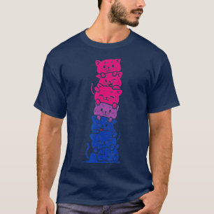 Cat Stack Biseual Pride Cute Bi Flag LGBT Animal T-Shirt