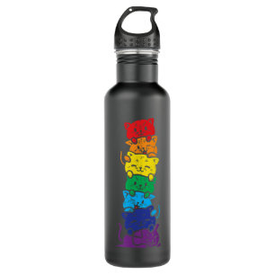 Cat Stack Rainbow Gay Pride Cute LGBT Animal Pet L 710 Ml Water Bottle