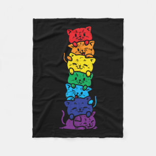 Cat Stack Rainbow Gay Pride Cute Lgbt Animal Pet L Fleece Blanket