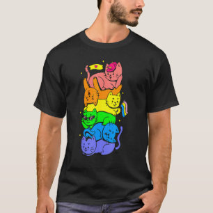 Cat Stack Rainbow Gay Pride Cute LGBT Animal Pet T-Shirt