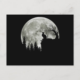 Cat Standing On Mountain Moonlight Halloween Postcard
