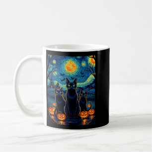 Cat Starry Night Halloween Black Cats Lover Women Coffee Mug
