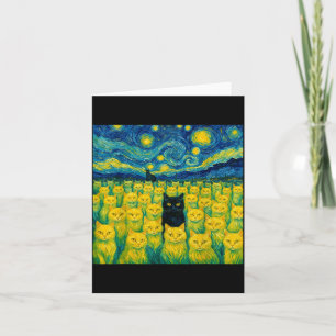 Cat Starry Night Van Gogh Cat For Cat Lover  Card