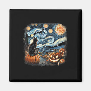 Cat Starry Night Van Gogh Cat For Cat Lover Cat Mo Magnet