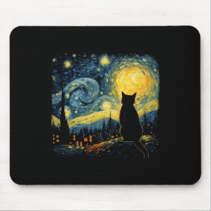 Cat Starry Night Van Gogh Cat For Cat Lover Cat Mo Mouse Pad