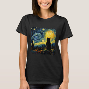 Cat Starry Night Van Gogh Cat For Cat Lover Cat Mo T-Shirt