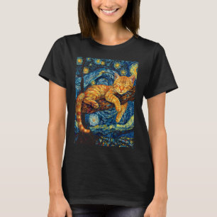 Cat Starry Night Van Gogh Cat For Cat Lover Cat Mo T-Shirt