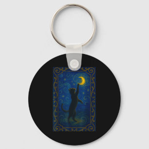 Cat Starry Night Van Gogh Cat Funny Cat Lover Mom  Key Ring