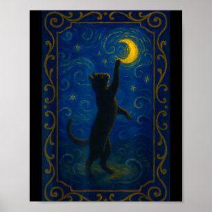 Cat Starry Night Van Gogh Cat Funny Cat Lover Mom Poster