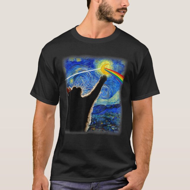 Cat Starry Night Van Gogh Cat Gifts Cat Lover Cat  T-Shirt (Front)