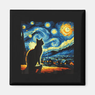 Cat Starry Night Van Gogh Kitty Painting Art Women Magnet