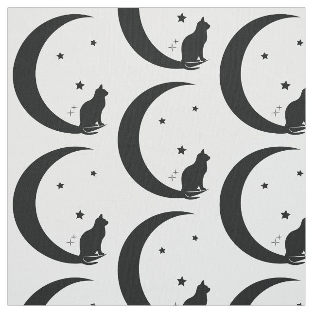 Cat, Stars, and Moon Fabric (Swatch)