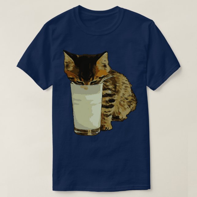 Cat Stealing Milk From A Glass T-Shirt (Design Front)