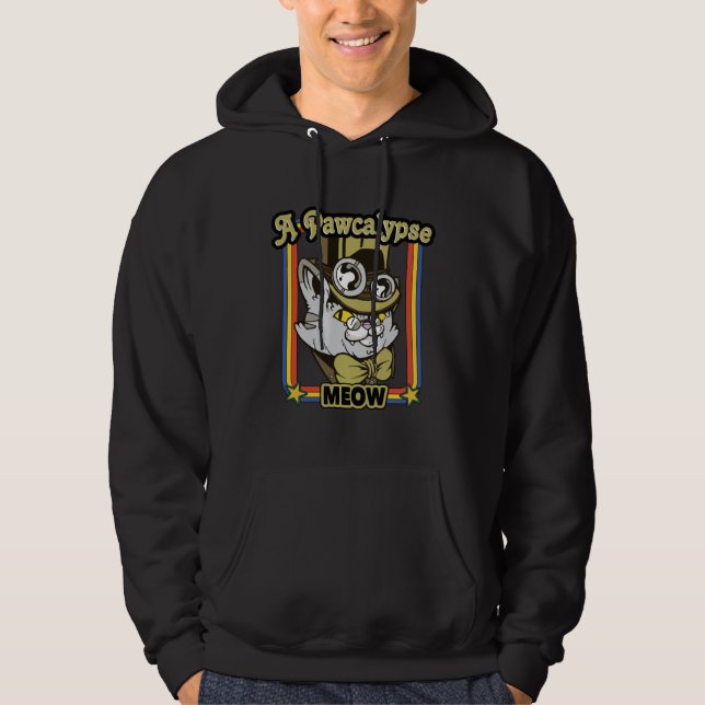 Cat Steampunk  A Pawcalype Meow  Retro Steam Punk Hoodie (Front)