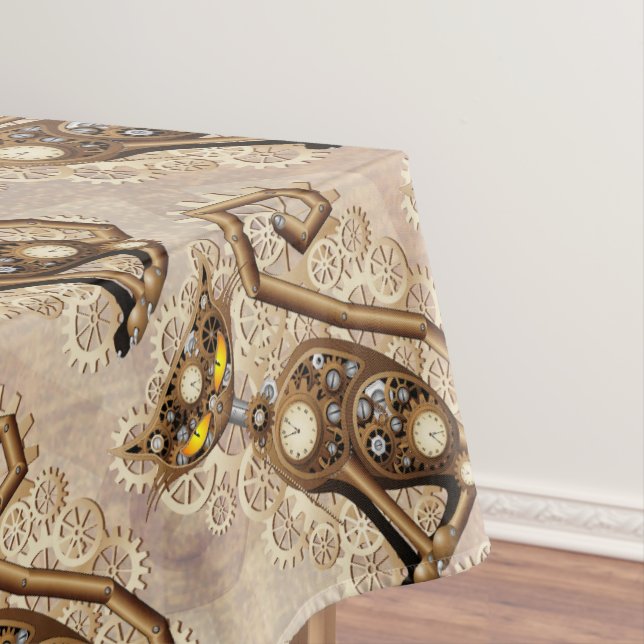 Cat Steampunk Vintage Retro Style Machine  Tablecloth (In Situ)