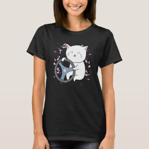 cat steering wheel driver handlebar driving a car T-Shirt